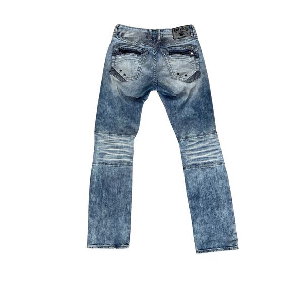 Salvage Supply Co Havoc Straight Slim Fit Distressed Jeans 30R Moto Buckle - Picture 2 of 8